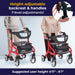Nitro Sprint Rollator, Red, Handle Height Adjustment mechanism