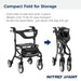 Nitro Sprint Rollator Rolling Walker, Tall, Black folded ready for storage