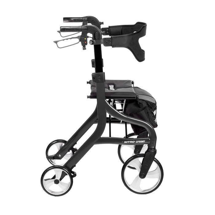 Nitro Sprint Rollator Tall, Black, Side View