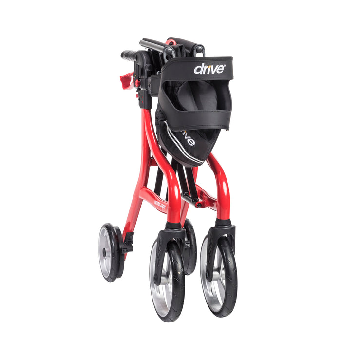 Nitro Sprint Rollator Tall, Red, Folded for Storage