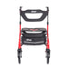 Nitro Sprint Rollator Tall, Red, Front View with backrest, viewing window and storage bag
