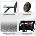 Paiseec W3 electric wheelchair features showing adjustable armrests, durable tires, supportive seat fabric, and under-seat storage pocket.