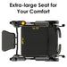 Top view of the Paiseec W3 electric wheelchair showing the extra-large seat measuring approximately 16.73 by 19.68 inches.