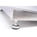 Close-up of PVI elev8 adjustable threshold ramp support leg showing adjustable height foot underneath the aluminum ramp