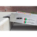 PVI multifold ramp shown from the side with safety label and raised edge at a porch step