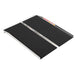 PVI singlefold threshold ramp opened flat with black anti-slip surface and aluminum frame