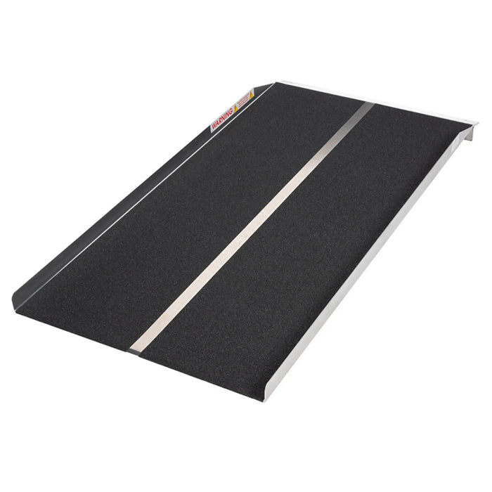 PVI solid ramp with black anti-slip surface and aluminum frame shown on white background