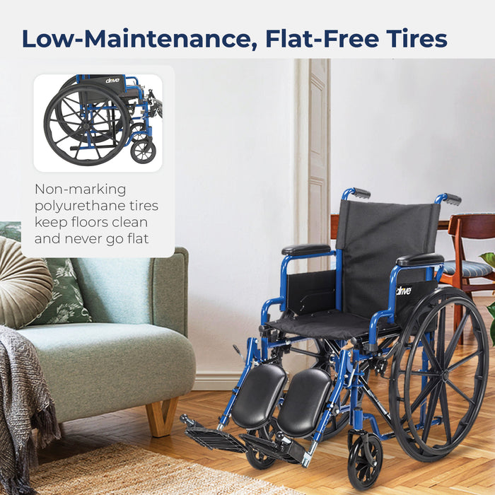 Blue Streak Wheelchair with Flip Back Desk Arms, Elevating Leg Rests, 16" Seat