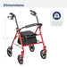 Four Wheel Rollator Rolling Walker with Fold Up Removable Back Support, Red