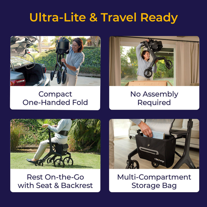 AeroCarbon Ultra-Lite Rollator, Black, Height Adjustment Detail