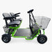 Green RMB E-Quad XL Dual Seat Heavy Duty 4-Wheel Mobility Scooter with dual seats and front basket, left side view