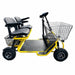 Yellow RMB E-Quad XL Dual Seat Heavy Duty 4-Wheel Mobility Scooter with dual seats and front basket, left side view