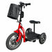 Red RMB Multi-Point QR Quick-Release Folding Mobility Scooter front left view with storage bag