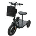 Black RMB Protean Folding 3-Wheel Mobility Scooter front left view with storage bag