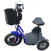 Blue RMB Protean Folding 3-Wheel Mobility Scooter side view with storage bag