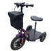 Purple RMB Protean Folding 3-Wheel Mobility Scooter front left view with storage bag