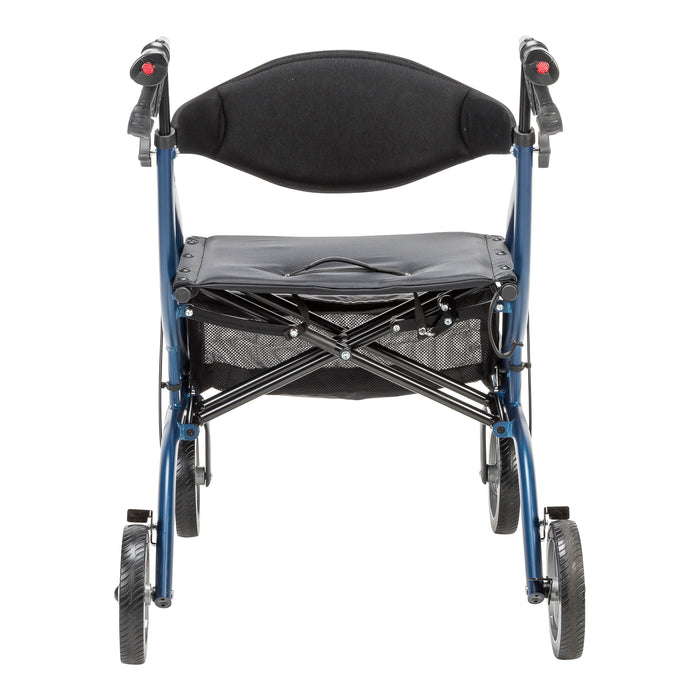 Rollator with Padded Seat and Contoured Backrest Detail