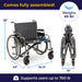 Sentra EC Extra Wide Wheelchair, Desk Arms, 30" Seat, Full and Folded Dimensions