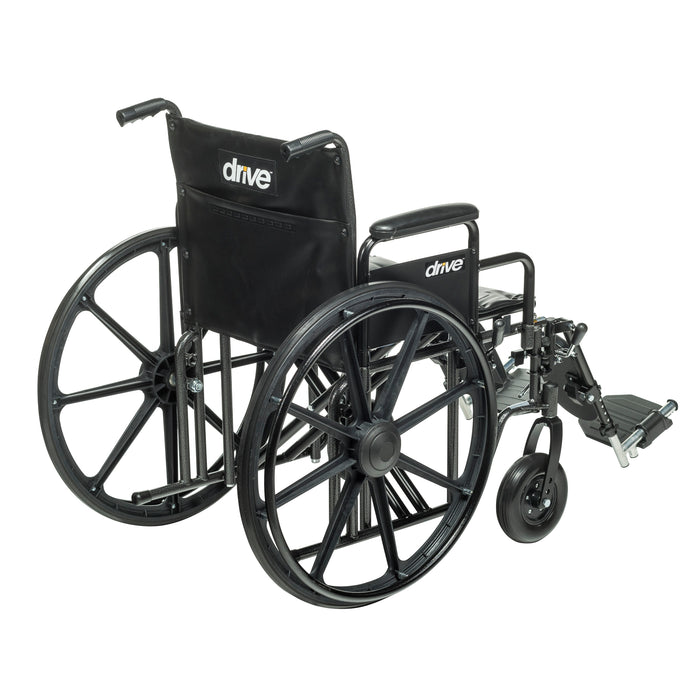 Sentra EC Heavy Duty Wheelchair, Desk Arms, Elevating Leg Rests, 24" Seat, Rear View
