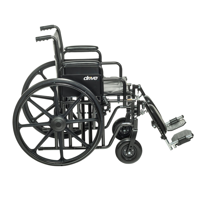 Sentra EC Heavy Duty Wheelchair, Desk Arms, Elevating Leg Rests, 24" Seat, Side View