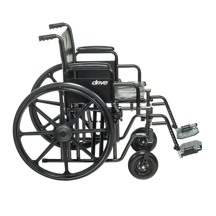 Sentra EC Heavy Duty Wheelchair, Desk Arms, Swing Away Footrests, 20" Seat, Side View
