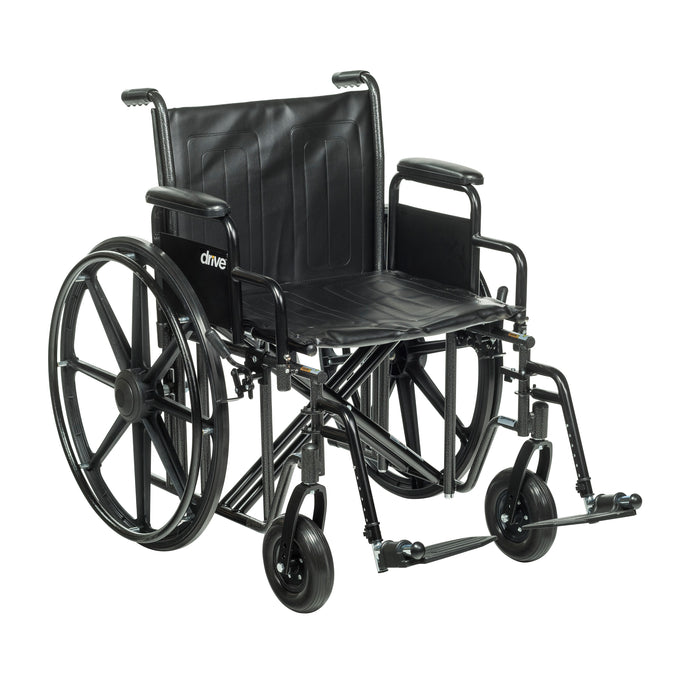 Sentra EC Heavy Duty Wheelchair, Desk Arms, Swing Away Footrests, 22" Seat, Front View