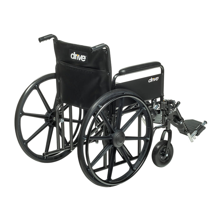Sentra EC Heavy Duty Wheelchair, Full Arms, Elevating Leg Rests, 20" Seat, Rear View