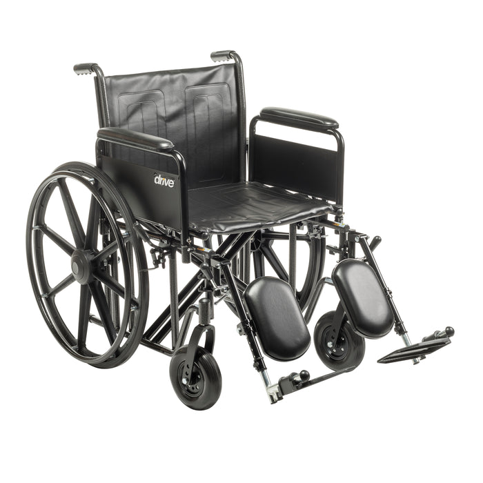 Sentra EC Heavy Duty Wheelchair, Full Arms, Elevating Leg Rests, 22" Seat, Front View