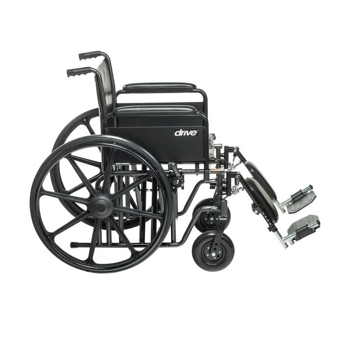 Sentra EC Heavy Duty Wheelchair, Full Arms, Elevating Leg Rests, 22" Seat, Side View