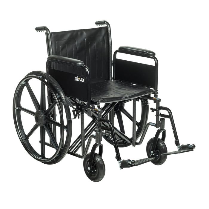 Sentra EC Heavy Duty Wheelchair, Full Arms, Swing Away Leg Rests, 20" Seat, Front View