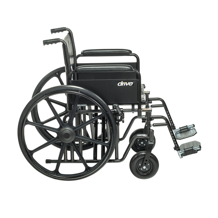 Sentra EC Heavy Duty Wheelchair, Full Arms, Swing Away Footrests, 24" Seat, Side View