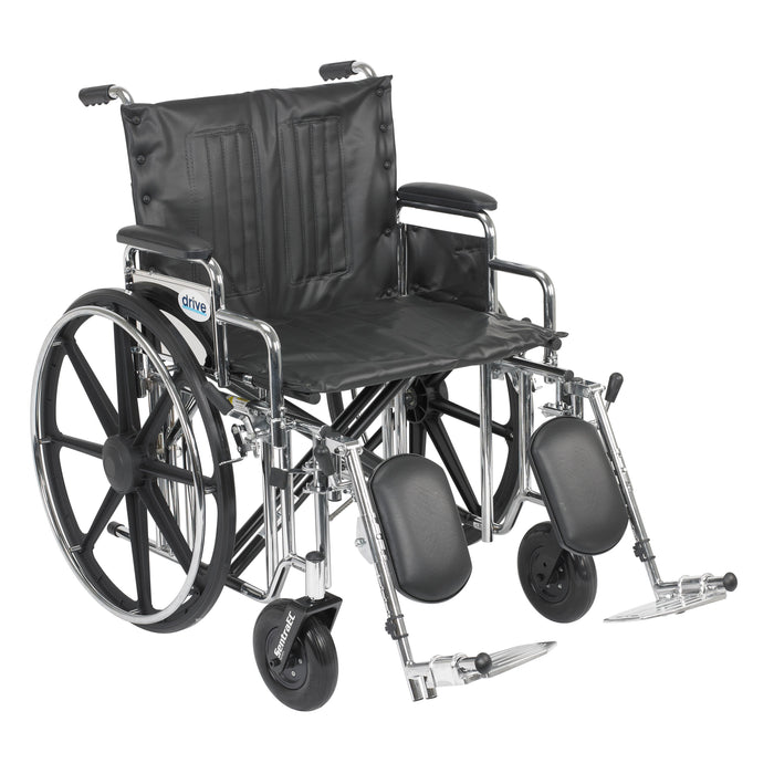 Sentra Extra Heavy Duty Wheelchair, Desk Arms, Elevating Leg Rests, 20" Seat, Angle View