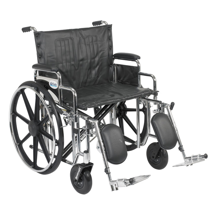Sentra Extra Heavy Duty Wheelchair, Desk Arms, Elevating Leg Rests, 22" Seat, Angle View