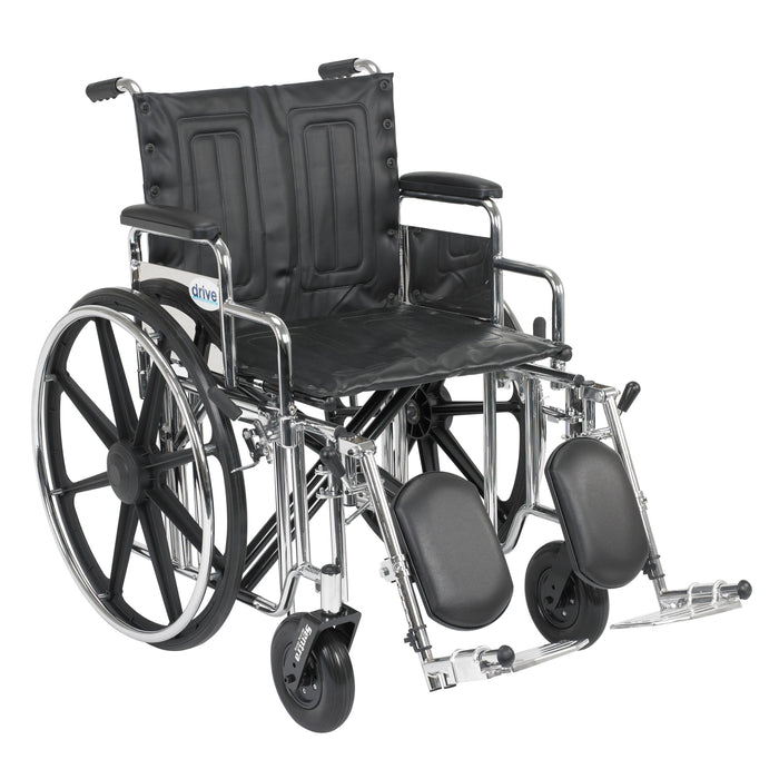 Sentra Extra Heavy Duty Wheelchair, Desk Arms, Elevating Leg Rests, 24" Seat, Angle View