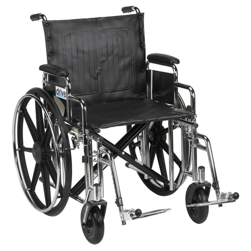 Sentra Extra Heavy Duty Wheelchair, Desk Arms, Swing Away Footrests, 20" Seat, Front View
