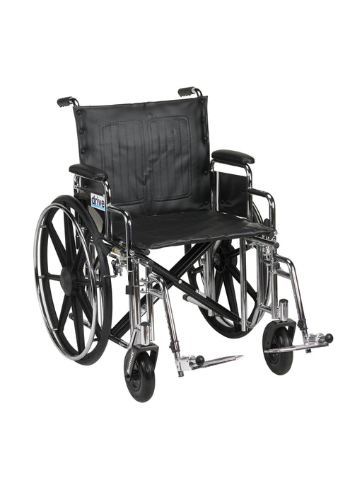 Sentra Extra Heavy Duty Wheelchair, Desk Arms, Swing Away Footrests, 20" Seat, Front View
