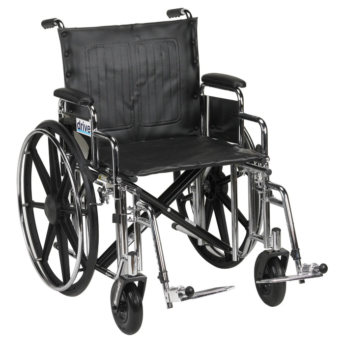 Sentra Extra Heavy Duty Wheelchair, Desk Arms, Swing Away Footrests, 20" Seat, Front View