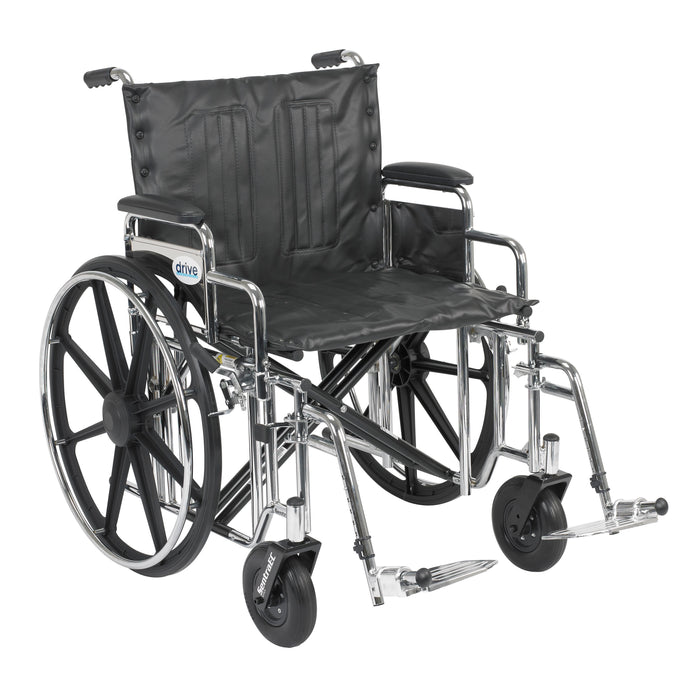 Sentra Extra Heavy Duty Wheelchair, Desk Arms, Swing Away Footrests, 22" Seat, Front View