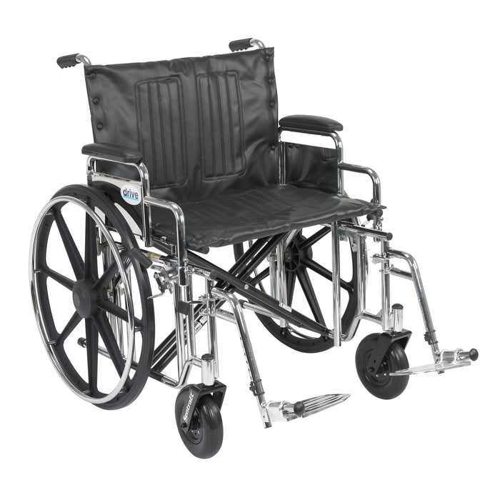 Sentra Extra Heavy Duty Wheelchair, Desk Arms, Swing Away Footrests, 24" Seat, Front View