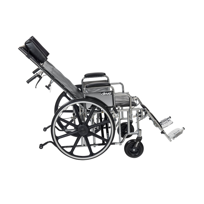 Sentra Reclining Wheelchair, Desk Arms, 22" Seat, Side View Reclined