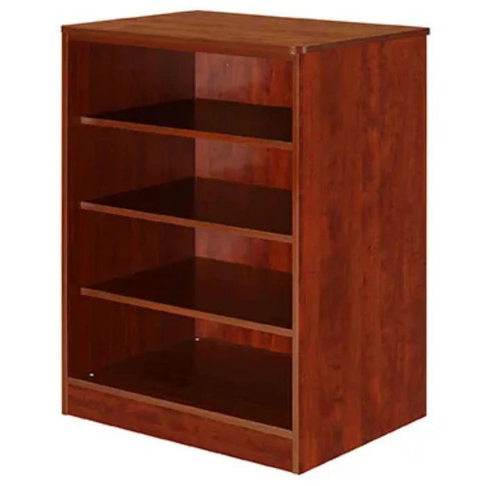 Serenica Collection 3 Shelf Storage Cabinet in cherry finish, three-shelf open storage unit with durable, clean-lined construction.