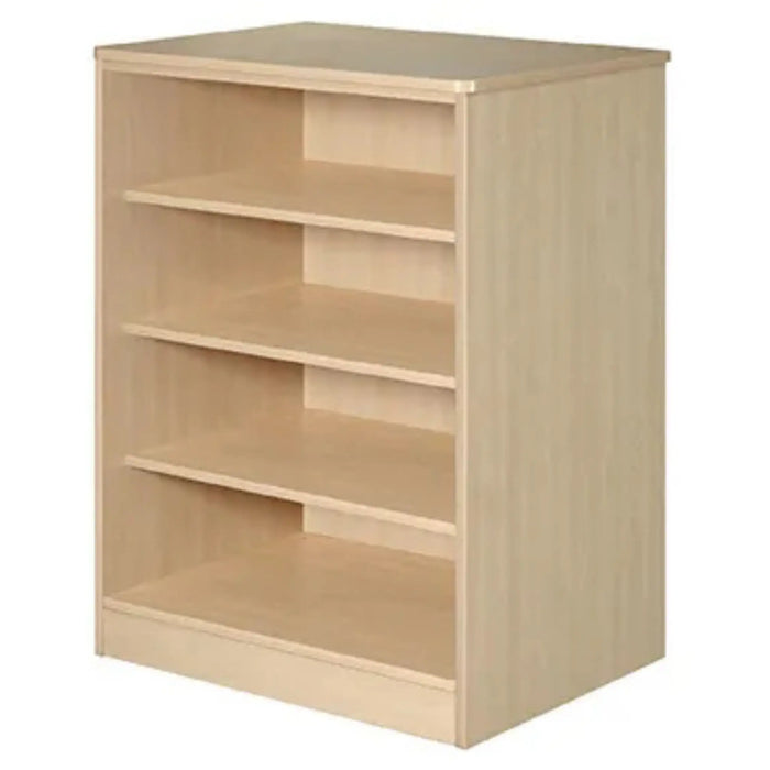 Serenica Collection 3 Shelf Storage Cabinet in maple finish, open shelving unit with three compartments designed for safe and visible storage.