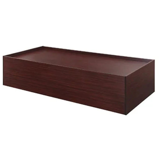 Serenica recessed platform bed in mahogany finish for behavioral health facilities with low-profile rectangular design