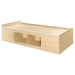 Serenica recessed platform bed with open storage compartments in maple finish for behavioral health facilities
