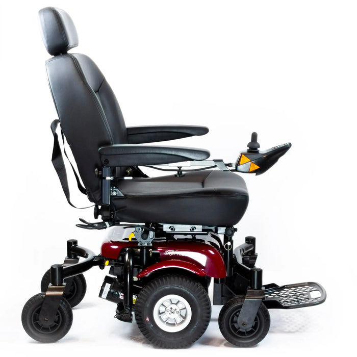 Left side view of the Shoprider 6Runner 10 Mid-Wheel Drive powerchair.