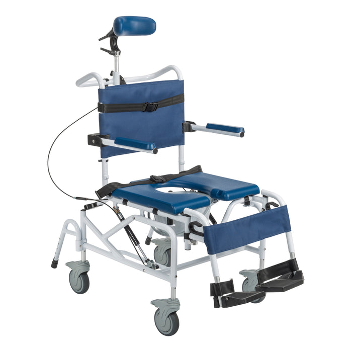 Shower commode chair with open seat