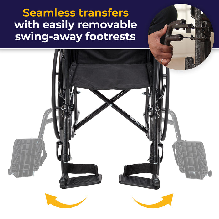 Silver Sport 1 Wheelchair, Detachable Desk Arms, 18" Seat, Removable Swing-Away Leg Rest