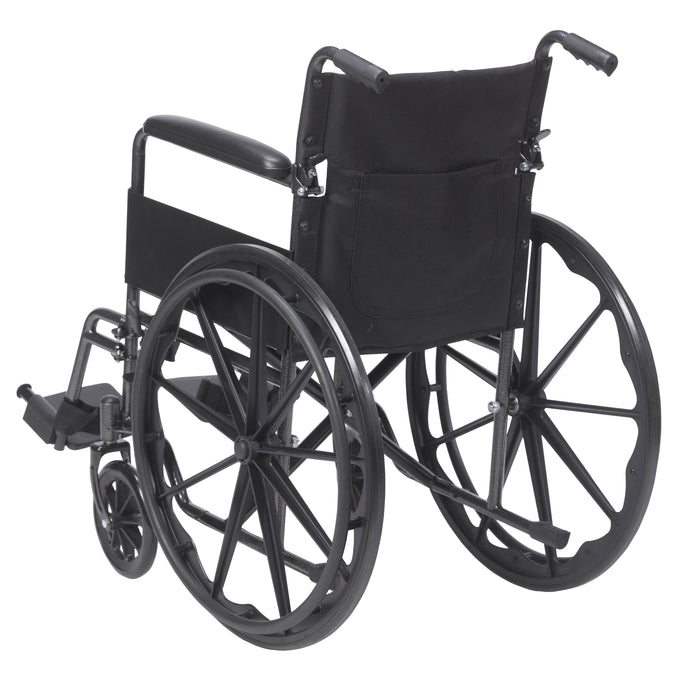 Silver Sport 1 Wheelchair, Detachable Desk Arms, 18" Seat, Rear View