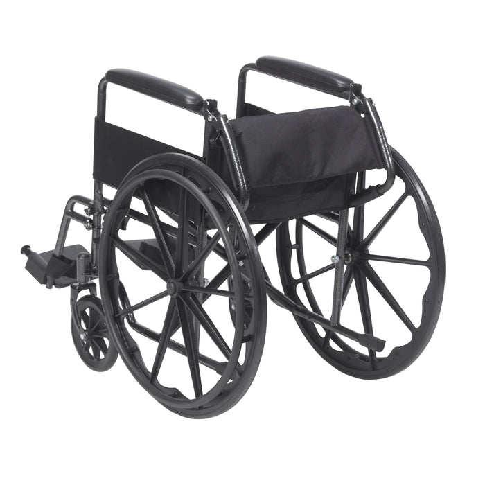 Silver Sport 1 Wheelchair, Non Removable Fixed Arms, 18" Seat, Folded Backrest Back View 