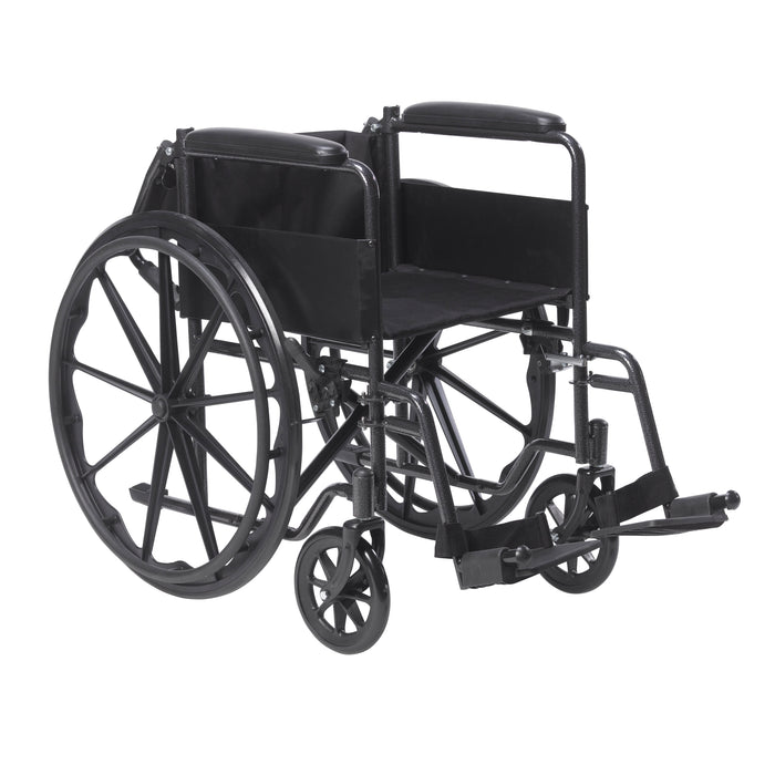 Silver Sport 1 Wheelchair, Non Removable Fixed Arms, 18" Seat, Folded Backrest
